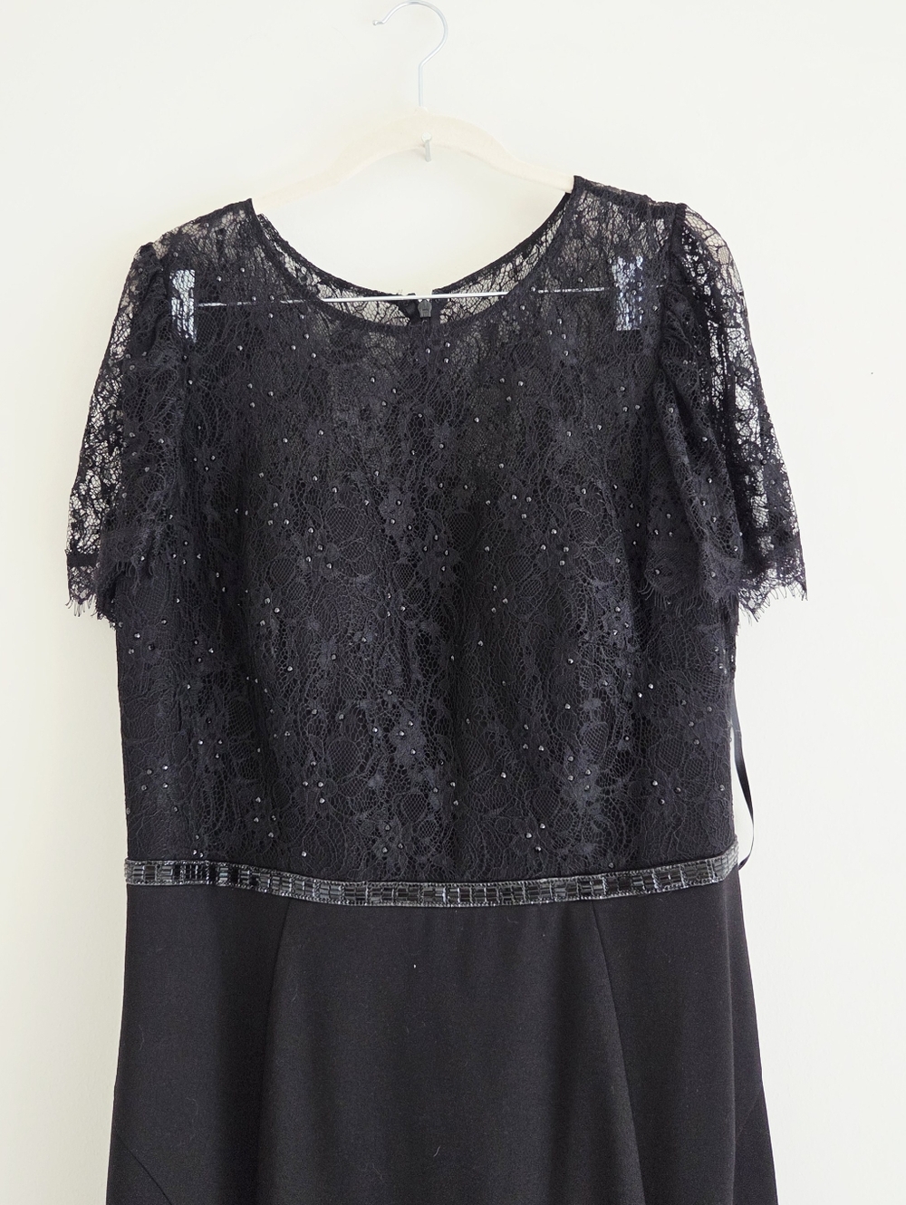 Mac Duggal Plus Plus Lace Illusion High Neck Cap Sleeve Gown Size 14w - Picture 4 of 6